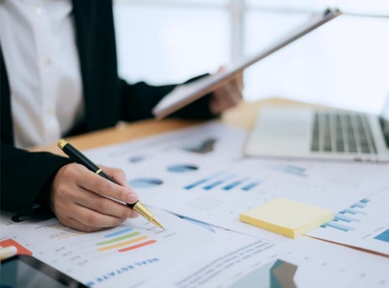 Female finance leader analyzing the finance function and reports